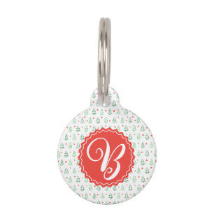 Médaillon Pour Animaux Arbre de Noël rouge et vert