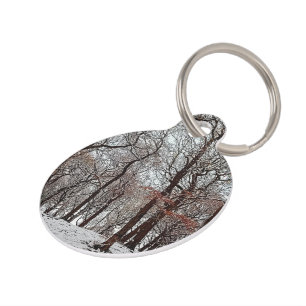 Médaillon Pour Animaux Arbres, avec feuilles oranges et neige