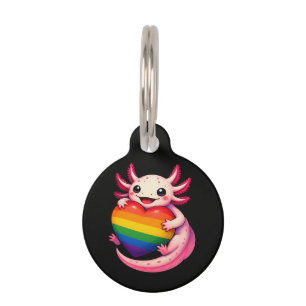 Médaillon Pour Animaux Arc-en-ciel Axolotl Cœur Fierté Amphibien