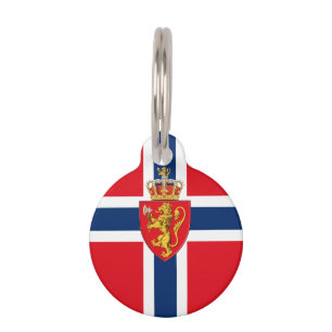 Médaillon Pour Animaux Armoiries de la Norvège sur le drapeau norvégien