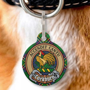 Médaillon Pour Animaux Armoiries du clan Cockburn sur tartan