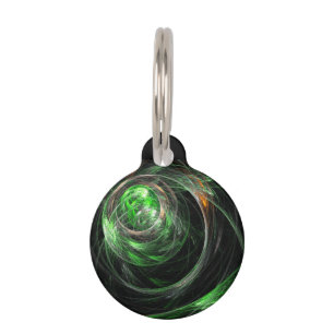 Médaillon Pour Animaux Around the World Green Abstract Art Round