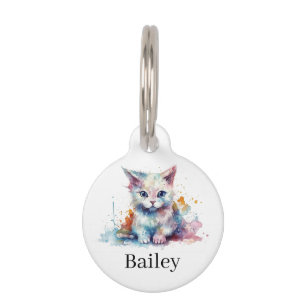 Médaillon Pour Animaux Art d'éclaboussure de chat à l'aquarelle colorée