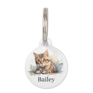 Médaillon Pour Animaux Art d'éclaboussure de chat à l'aquarelle colorée