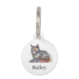 Médaillon Pour Animaux Art d'éclaboussure de chat à l'aquarelle colorée