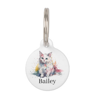 Médaillon Pour Animaux Art d'éclaboussure de chat à l'aquarelle colorée