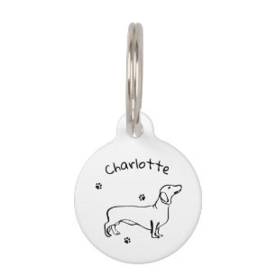 Médaillon Pour Animaux Art minimaliste de teckel - Votre texte, votre sty