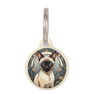 Médaillon Pour Animaux Art Nouveau Chat Siamais Personnaliser