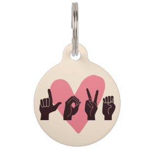 Médaillon Pour Animaux ASL Love IV - Saint Valentin