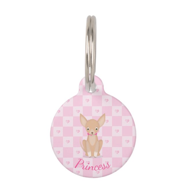 Médaillon Pour Animaux Assez dans le chiwawa rose (Devant)