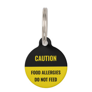 Médaillon Pour Animaux Attention chien personnalisé jaune noir Nom Info