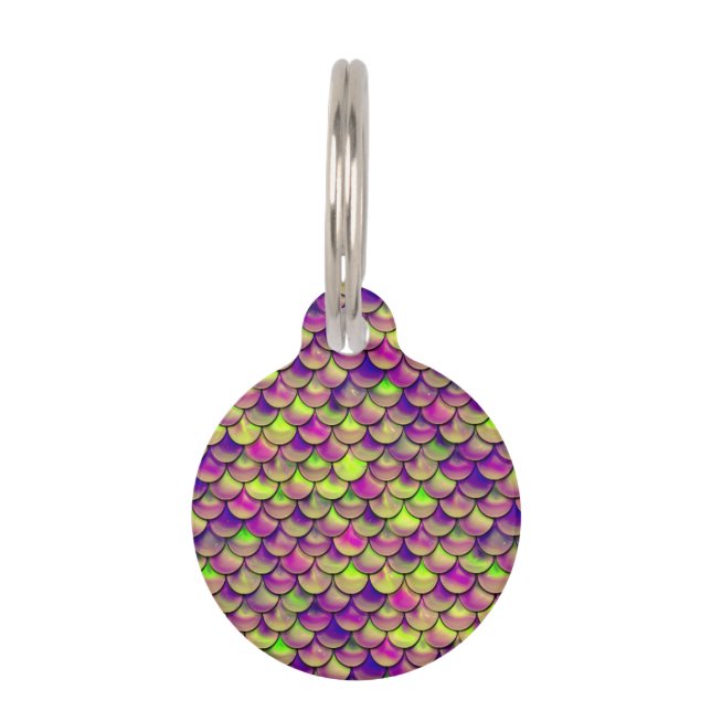 Médaillon Pour Animaux Balances violettes et vertes (Devant)