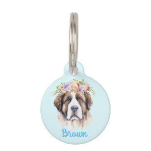 Médaillon Pour Animaux balise ANGLAIS Mastiff Watercolor Flower Round Pet
