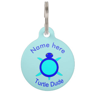 Médaillon Pour Animaux Balise Bright Blue Turtle Dude Custom Dog