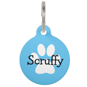 Médaillon Pour Animaux Balise Chien bleu Nom et adresse Empreinte de patt
