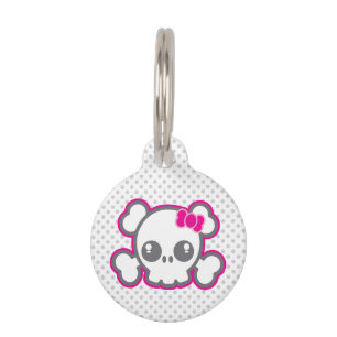 Médaillon Pour Animaux Balise Chien de crâne rose Kawaii