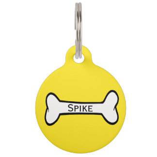 Médaillon Pour Animaux Balise Chien Personnalisé Jaune Os Chien