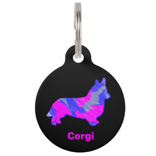 Médaillon Pour Animaux Balise Corgi Welsh Puppy Dog Hot Rose et Blue Pet
