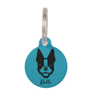 Médaillon Pour Animaux Balise d'animal de compagnie ronde Boston Terrier 