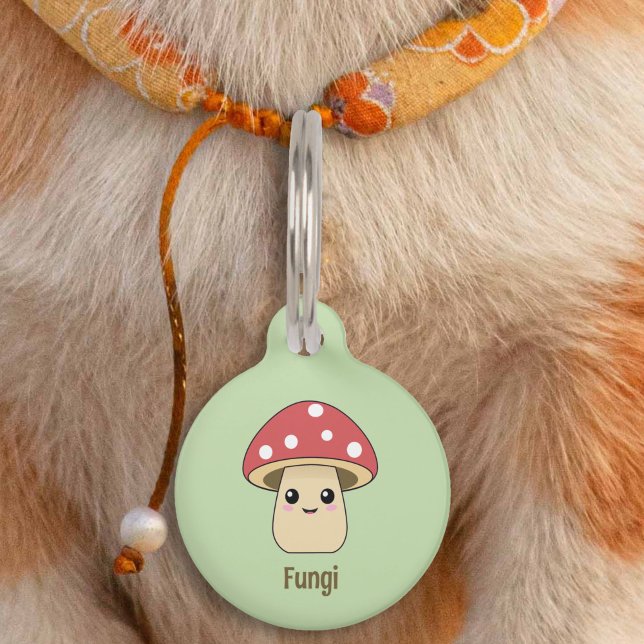 Médaillon Pour Animaux Balise de animal de compagnie de champignons (Cute Mushroom Pet Tag)