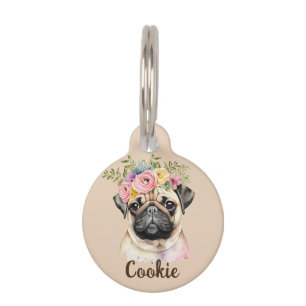 Médaillon Pour Animaux Balise de l'animal de compagnie rond carlin Dog Wa