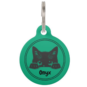 Médaillon Pour Animaux Balise de nom de animal de chat noir mignon