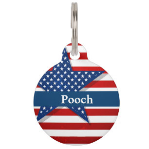 Médaillon Pour Animaux Balise de nom personnalisé Patriotic Pet