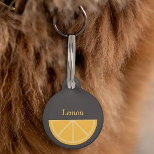 Médaillon Pour Animaux Balise demi-tranche de citron sur animal