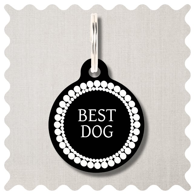 Médaillon Pour Animaux Balise d'identification du meilleur chien d'honneu (Best Dog Wedding Pet ID Tags in Black and White. Funny Modern Pet Tags. )