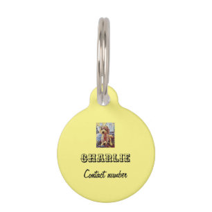 Médaillon Pour Animaux Balise familière personnalisable. Photos et texte.