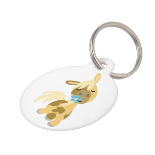 Médaillon Pour Animaux Balise Fleur bleue et joli dessin animé Chien pone