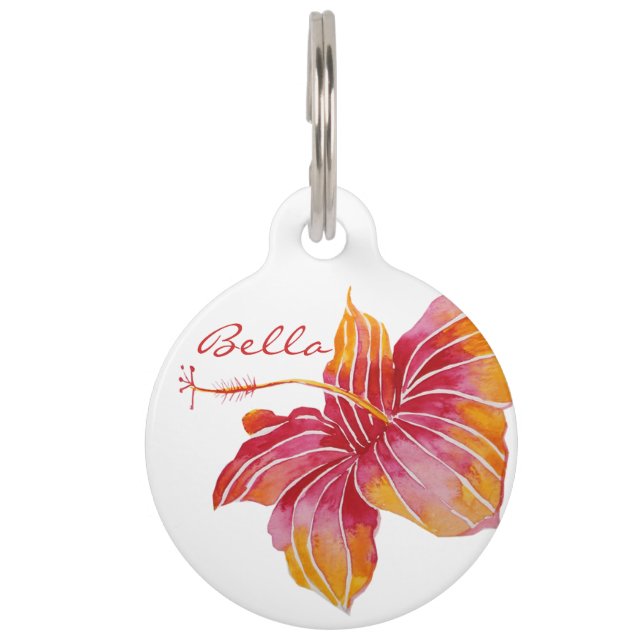 Médaillon Pour Animaux Balise Hawaii Hibiscus Flower Personnalisé (Devant)