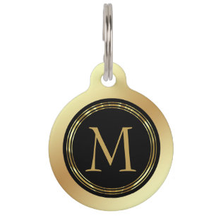 Médaillon Pour Animaux Balise ID animal de compagnie Cercles Noir Et Or