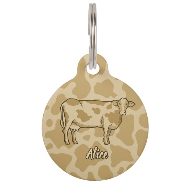 Médaillon Pour Animaux Balise ID animal de compagnie du profil de vache (Devant)