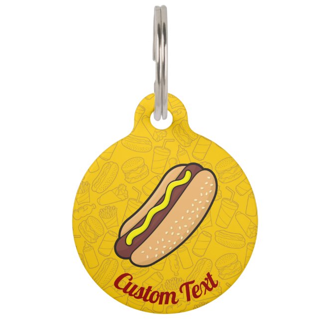 Médaillon Pour Animaux Balise ID animal de compagnie Hotdog (Devant)