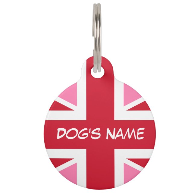 Médaillon Pour Animaux Balise Pink United Kingdom flag Round Pet (Devant)