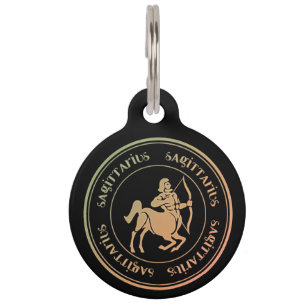 Médaillon Pour Animaux Balise pour animal de compagnie Zodiac d1 Sagittar