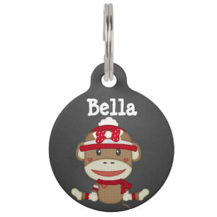 Médaillon Pour Animaux Balise Retro Sock Monkey Chien Animaux