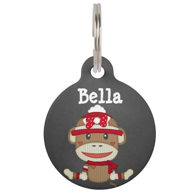 Médaillon Pour Animaux Balise Retro Sock Monkey Chien Animaux (Devant)