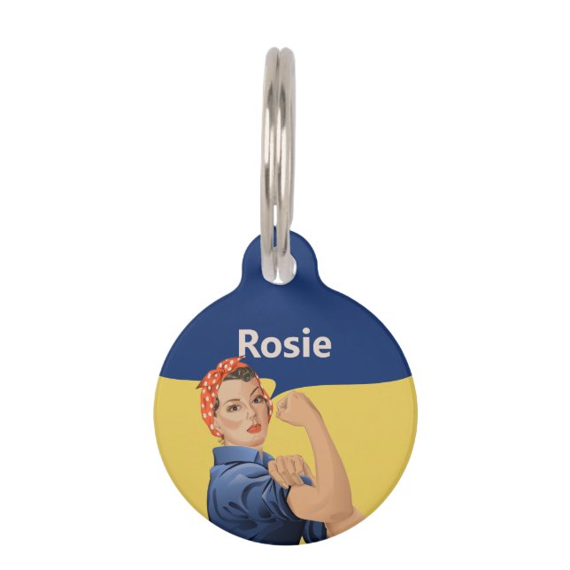 Médaillon Pour Animaux Balise Rosie the Riveter Pet ID (Devant)