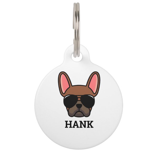 Médaillon Pour Animaux Balise Rouge Fwn French Bulldog Pet ID (Devant)