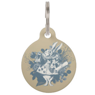 Médaillon Pour Animaux Balise vintage blanc lapin bleu Tint rond animal