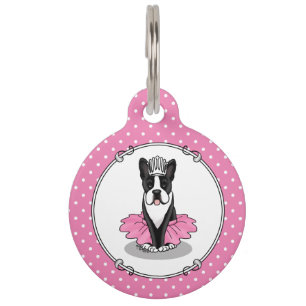 Médaillon Pour Animaux Ballerine Ballet Princess Boston Terrier (noir)