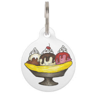 Médaillon Pour Animaux Banana Split Crème de glace Sundae Foodie Dessert