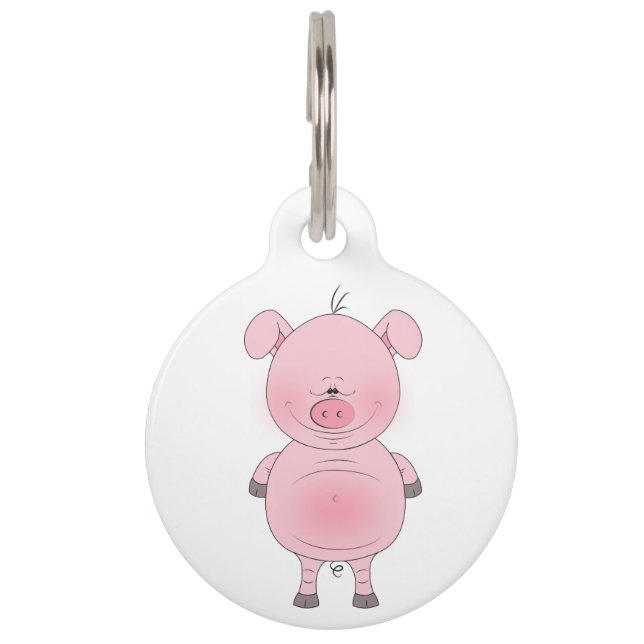 Médaillon Pour Animaux Bande dessinée mignonne de porc (Devant)