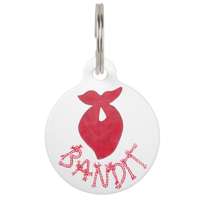 Médaillon Pour Animaux BANDIT Chien rouge Bandana Kerchief Neckerchief (Devant)