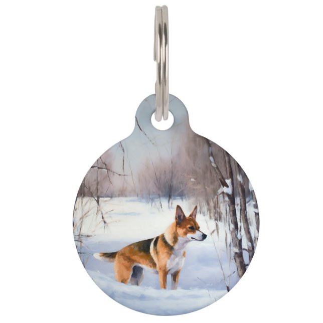 Médaillon Pour Animaux Basenji Laissez-le Neiger Noël (Devant)