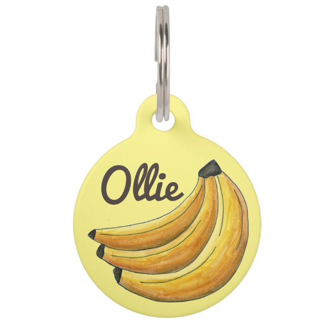 Médaillon Pour Animaux Bassin jaune de bananes Fruit de banane (Devant)