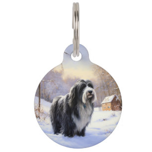Médaillon Pour Animaux Bearded Collie Qu'il neige Noël