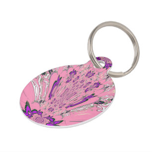 Médaillon Pour Animaux Beau motif de teinte violet rose bébé monogramme